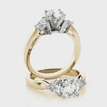 Sides Fancy Triangle Cut Diamonds Engagement Ring 14kt Gold