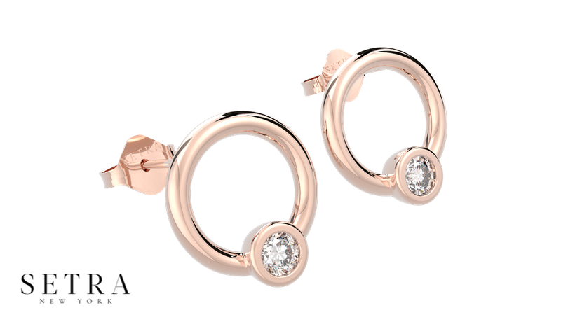 Circle  Of Love Brilliant Round Diamond Earrings 14k Gold