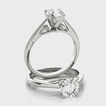 Solitaire Diamond Engagement Ring 14K Gold