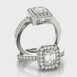 Engagement Rings 14kt Gold For Emerald Cut Diamond