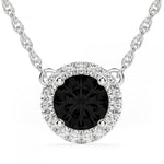 Pick Your Style  Halo Diamond & Sapphire Necklace14kt Gold