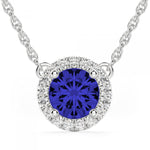 Pick Your Style  Halo Diamond & Sapphire Necklace14kt Gold
