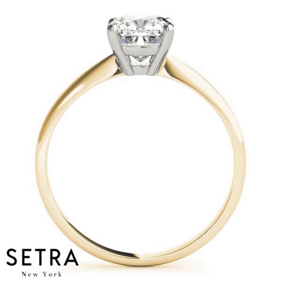 Tiffany-Style Solitaire Round Cut Engagement 14kt Gold Ring