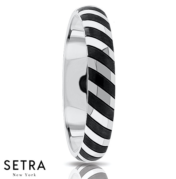 Equality Fancy Zebra Style Shank Designer For Him & Hers Solid Wedding Band 14K Gold