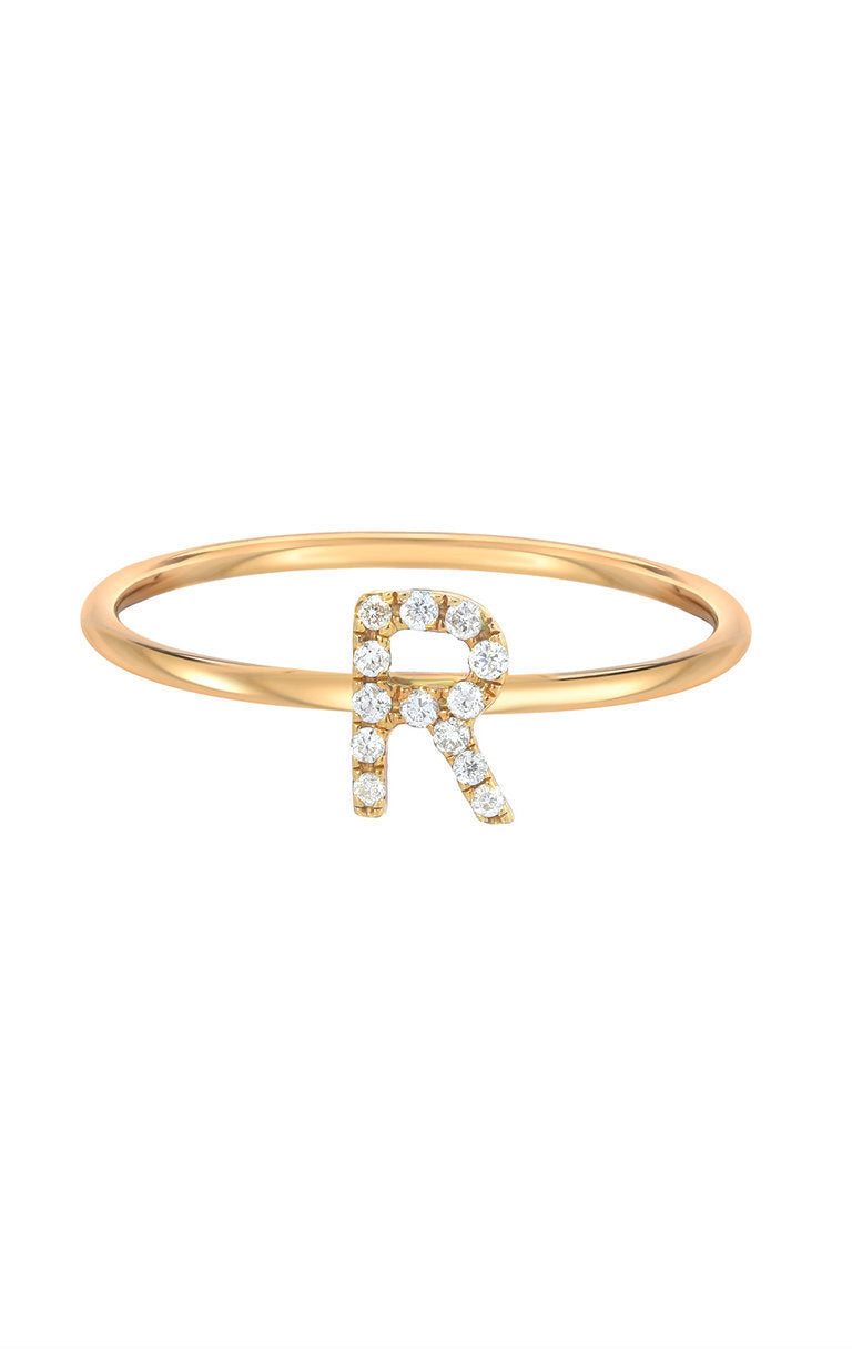 Diamond Initial Ring 14k Gold