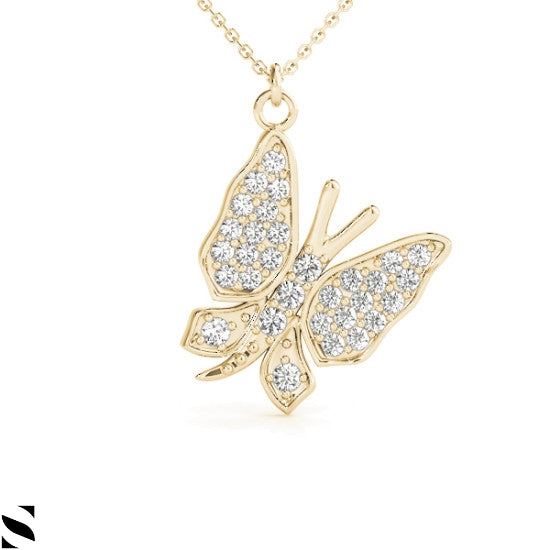 Butterfly Diamond Necklace 14kt Gold