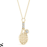 Tennis Racquet Diamond Necklace 14 kt Gold