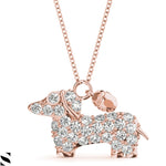 Hunting Dog Micro Pave Setting Diamond Necklace 14kt Gold