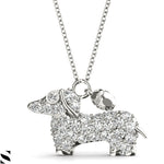 Hunting Dog Micro Pave Setting Diamond Necklace 14kt Gold