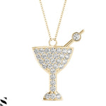 Champagne Glass Diamond Necklace 14 kt Gold