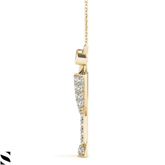 Lab Grown Diamond Time For Champagne Glass Necklace 14 kt Gold