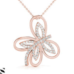 Lab Grown Diamond Butterfly Necklace 14kt Gold