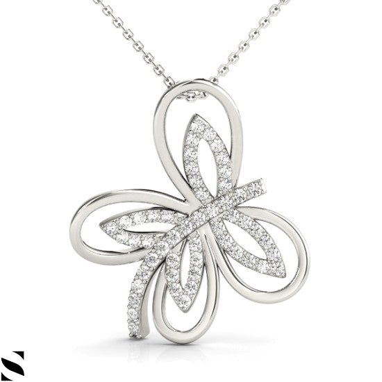 Lab Grown Diamond Butterfly Necklace 14kt Gold