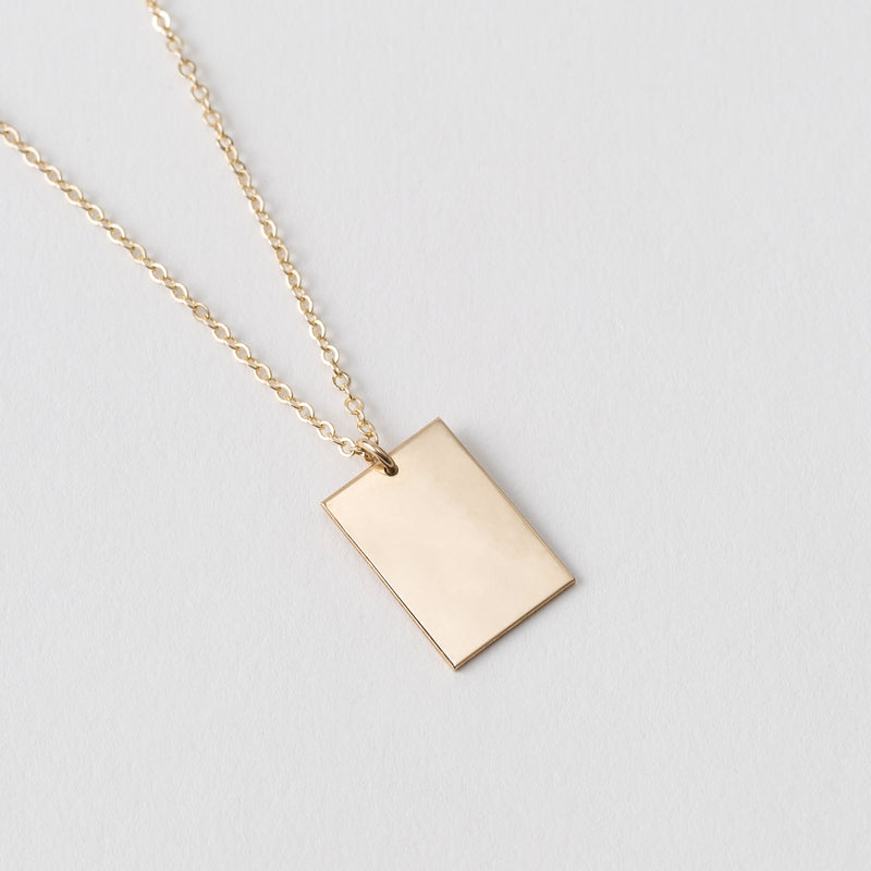Personalized Square Pendant Necklace 14kt Gold