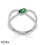 Oval Shape 14kt Oval Cut Green Emerald Diamond Fashion Ring