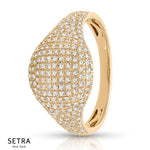 14K Fine Yellow Gold Dom Diamond Designer Style Right Hand Ring