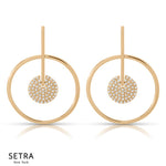 Flat Disc Circle Diamonds Earrings 14k Gold