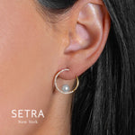 Circle Diamonds & Fresh Water Pearl Earrings 14k Gold
