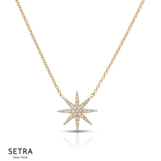 Lab Grown 14kt Gold Diamond Star Necklace