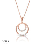 Designer Double Circle Diamond Necklace 14kt Fine Rose Gold