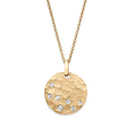 Flat Disc Circle Diamond Necklace 14k Gold