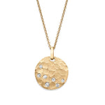 Lab Grown Flat Disc Circle Diamond Necklace 14k Gold