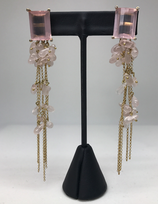 Rose Quartz  Dangle Earrings