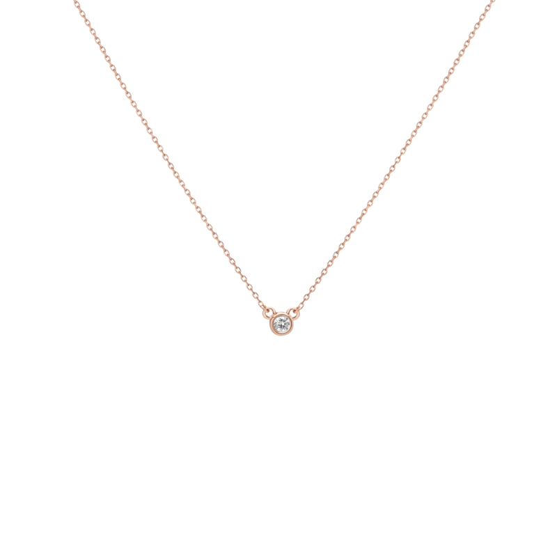Diamond Solitaire Bezel Necklace 14k Gold