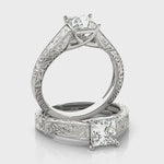 Set Of Solitaire Diamond Engagement Ring 14K Gold