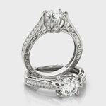 Julienne Filigree Cathedral Antique Diamond Engagement Ring 14kt Gold