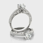 Cathedral Milgrain Engraved Antique Engagement Ring