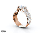 MICRO-PAVE SETTING FINE ROSE 14K GOLD RING DIAMOND ENGAGEMENT RINGS