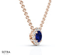 Diamonds & Sapphire Necklace 14kt Gold