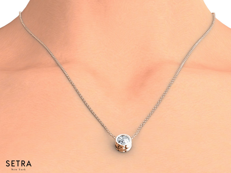 Solitaire Diamond Necklaces Bezel Set