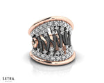 Woods Stars Ring Lab Grown Diamond Fine 14k Pink Gold with Black and White Rhodium