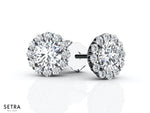 Lab Grown Diamonds Halo Round Cut Earrings 14kt Gold