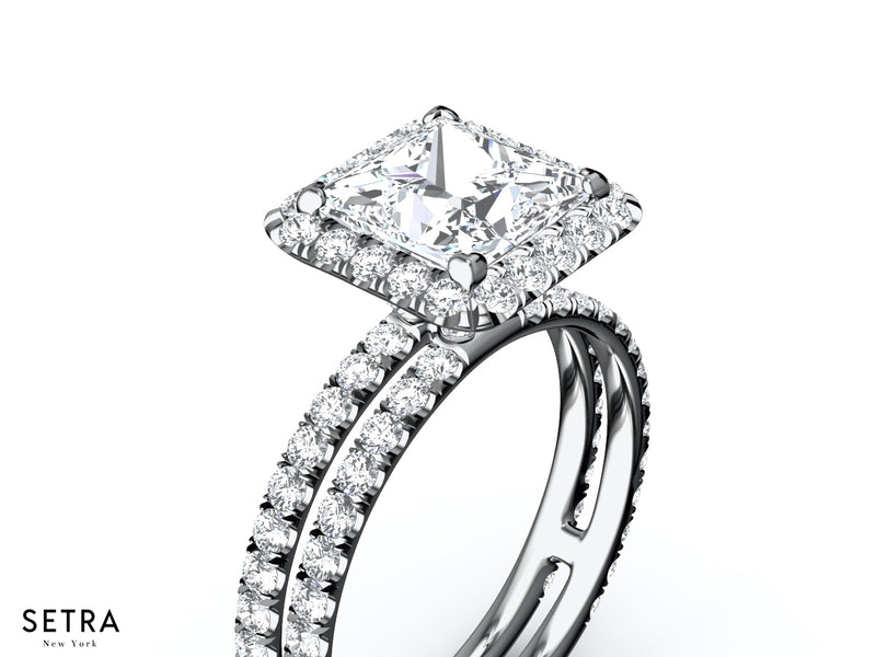 NEW SETTING FOR PRINCESS CUT DIAMOND FINE 14K ROSE ENGAGEMENT RING