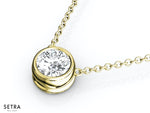 Lab Grown 1.55ct 14K Fine Rose Gold Diamond Solitaire Necklaces