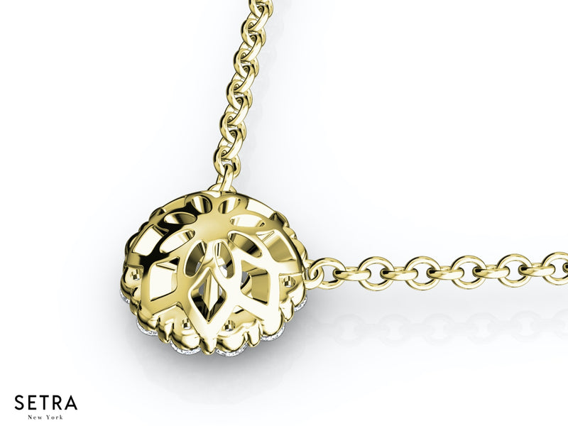 Diamonds Halo Necklace 14kt Gold